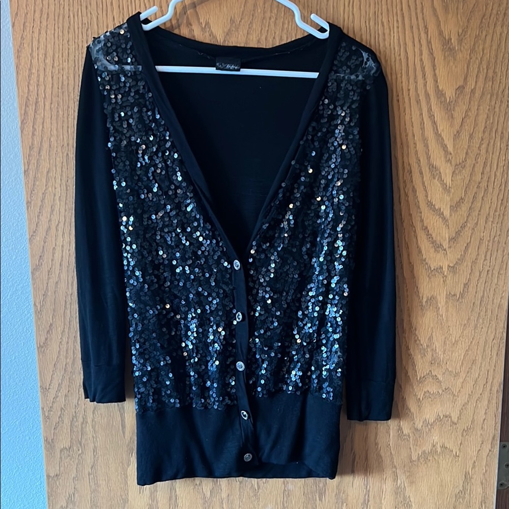 Black Sequin Cardigan